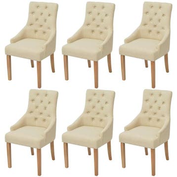 vidaXL Eetkamerstoelen 6 st stof crèmekleurig, Verzenden, Nieuw
