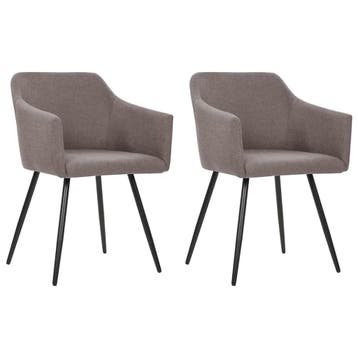 vidaXL Eetkamerstoelen draaibaar 2 st stof taupe, Verzenden, Nieuw