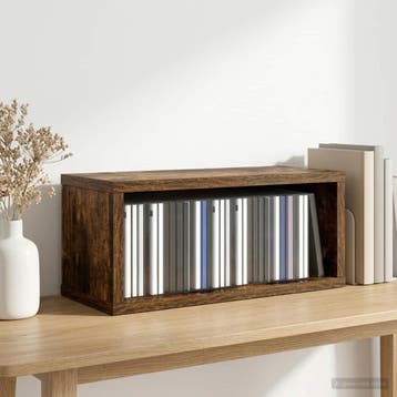 vidaXL CD Opslagrek Gerookt eiken 40 x 17 x 17 cm Bewerkt, Verzenden, Nieuw