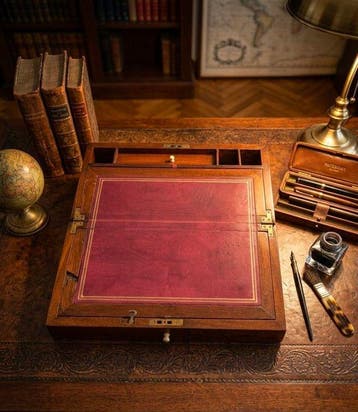 Bureau plat - Acajou - Écritoire antique, Antiek en Kunst