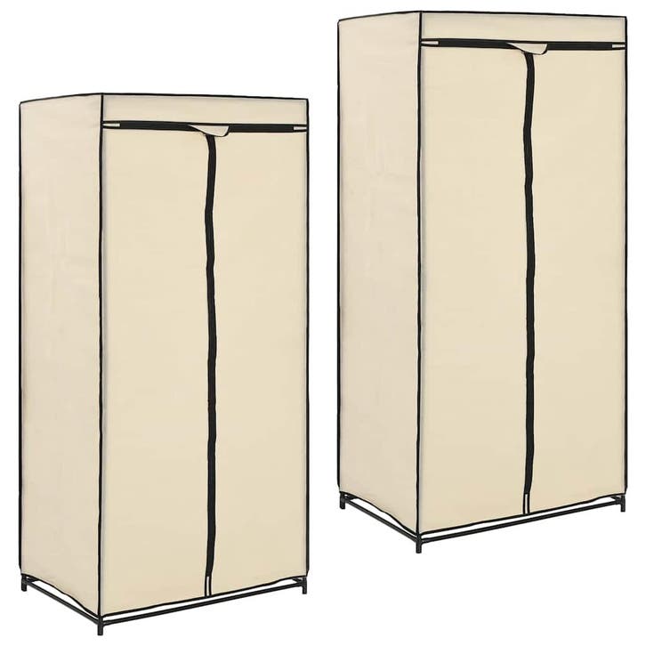 vidaXL Kledingkasten 2 st 75x50x160 cm crème, Huis en Inrichting, Kasten | Kleerkasten, Nieuw, Verzenden