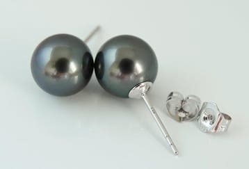 Boucles doreilles cloutées - 14 carats Or blanc Perle -