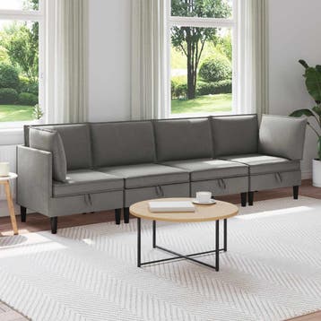 vidaXL Woonkamer Meubelset 4 st Donkergrijs Stof, Verzenden, Nieuw