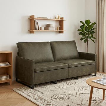 vidaXL 3-zits sofa Leger Groen 190 x 81 x 82 cm Kunstsuède, Verzenden, Nieuw