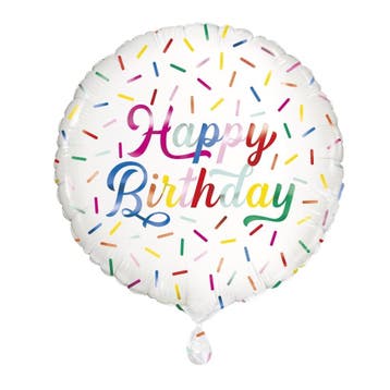 Helium Ballon Happy Birthday hagelslag 45cm leeg, Verzenden, Nieuw