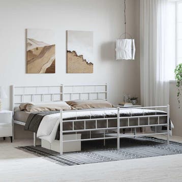 vidaXL Bedframe met hoofd- en voeteneinde metaal wit 183x213, Verzenden