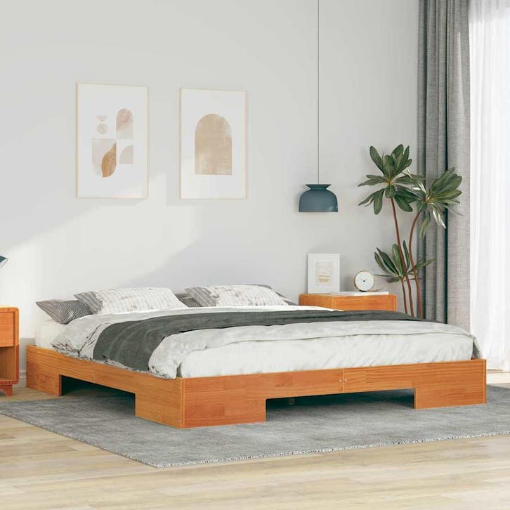 vidaXL Bedframe Bruin 200 x 200 cm, Maison & Meubles, Chambre à coucher | Lits, Envoi