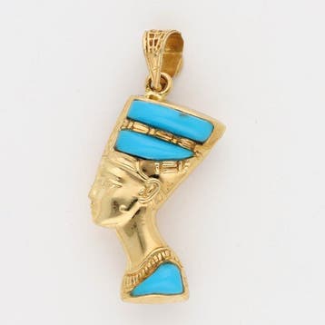 Hanger - 18 karaat Geel goud Lapis lazuli - Turquoise -