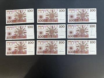 Nederland. - 9 x 100 Gulden - 1970 - Pick 93 (Zonder