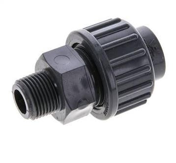 Raccord union en PVC femelle à douille 16mm x mâle R 3/8, Verzenden