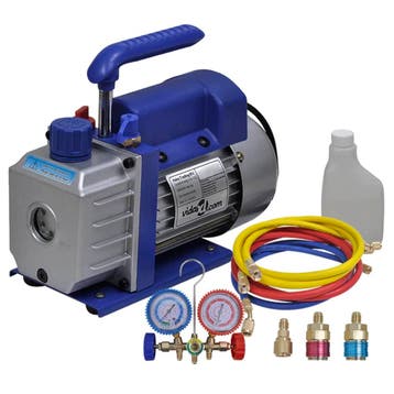 vidaXL Vacuümpomp 1-traps met 2-voudige manometerset, Elektronische apparatuur, Airco's, Verzenden, Nieuw