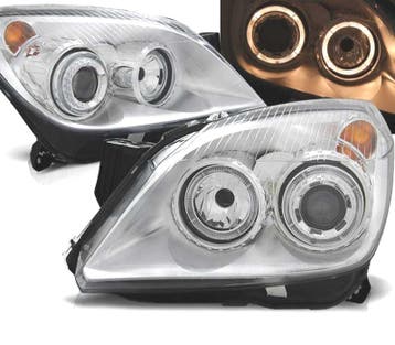 PHARES POUR OPEL ASTRA H 04-09 ANGEL EYES FOND CHROMÉ, Verzenden