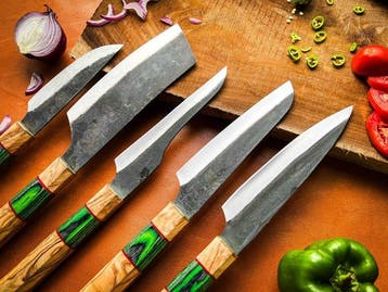 Keukenmes - Kitchen knife set - Handgemaakt Pakka-hout en