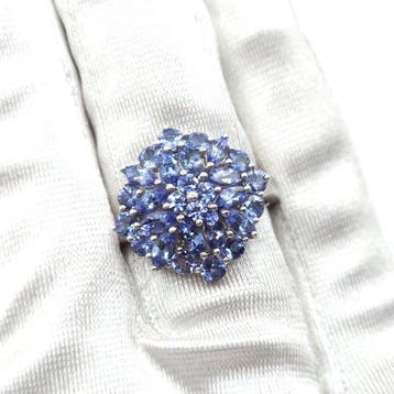 Zonder minimumprijs - Cocktailring Zilver, 18k witgoud over