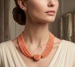 Halsketting - 18 karaat Geel goud, Coralli Rosa - Gemaakt in, Handtassen en Accessoires, Kettingen, Nieuw