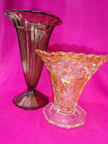 Scailmont - Van Heemskerk - Vaas (2) - geperst-geslepen glas, Antiquités & Art, Antiquités | Verre & Cristal