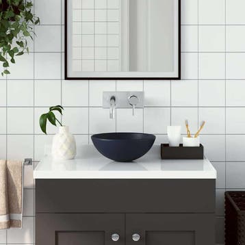 vidaXL Wastafel rond keramiek donkerblauw, Verzenden, Nieuw