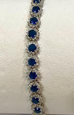 Zonder minimumprijs - Armband Zilver - 2.60ct. tw. Saffier, Handtassen en Accessoires, Armbanden, Nieuw