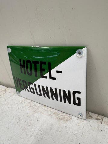 Hotel-Vergunning – Nederlands Emaille Bord – Klassieke