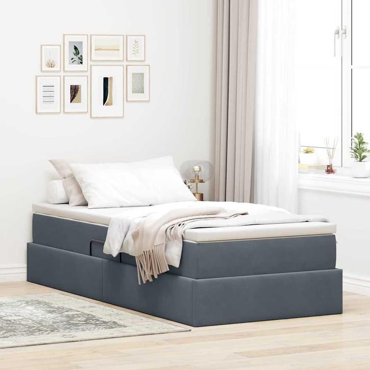 vidaXL Opbergbed met matras met matras Donkergrijs 90 x 190, Maison & Meubles, Chambre à coucher | Lits, Envoi