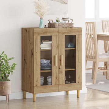 vidaXL Dressoir Artisan Eiken 69,5 x 34 x 90 cm Bewerkt hout, Verzenden, Nieuw