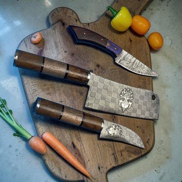 Hand-Forged with Old Steel, Japanese Pro Style Chef Knives.