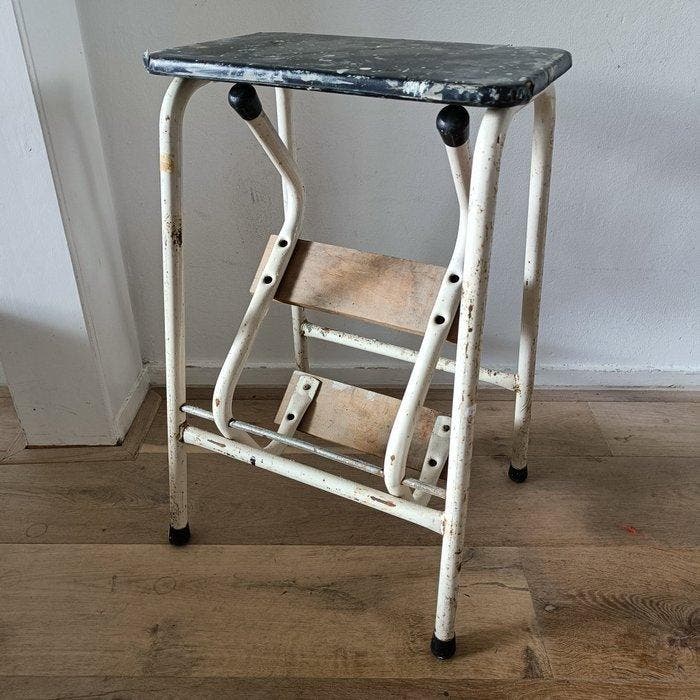 Escalier de cuisine - Acier, Bois, Skai, Antiek en Kunst, Kunst | Designobjecten