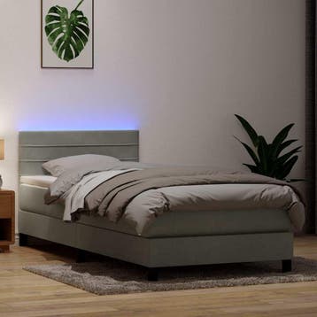 vidaXL Boxspring met matras en LED fluweel lichtgrijs 80x220, Verzenden, Nieuw