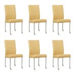 Set van 6 Leren eetkamerstoelen Comfort met wieltjes -, Ophalen of Verzenden