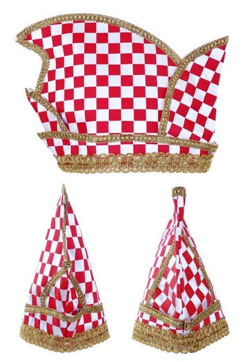 KIMU® Prins Carnaval Steek Muts Rood Wit Geblokt Brabant Blo, Ophalen of Verzenden, Nieuw