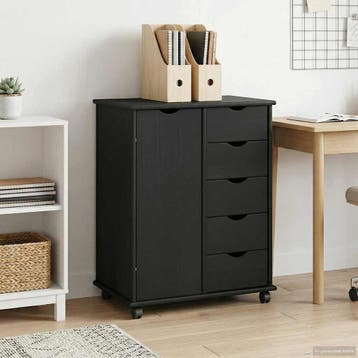 vidaXL Rollende kast 63,5 x 39 x 79 cm Massief vurenhout, Huis en Inrichting, Kasten | Overige, Verzenden, Nieuw
