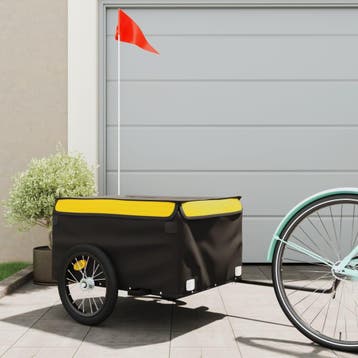 vidaXL Fietstrailer 45 kg ijzer zwart en geel, Verzenden, Nieuw