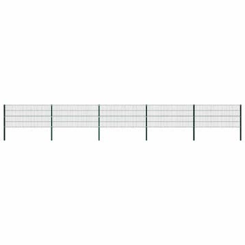 vidaXL Schuttingpaneel met palen ijzer 867x80 cm groen, Verzenden