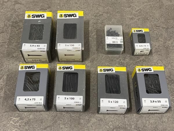 Veiling - SWG schroeven diversen set 8-delig, Bricolage & Construction, Quincaillerie & Fixations