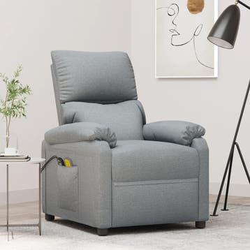 vidaXL Massagestoel elektrisch stof lichtgrijs, Verzenden, Nieuw