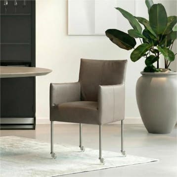 Set van 8 Leren eetkamerstoelen Desire - Toledo Smog, Ophalen of Verzenden, Nieuw, Leer