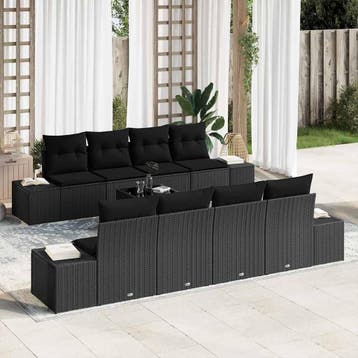 vidaXL Tuinbank Set 8 st Zwart poly rattan, Verzenden, Nieuw