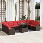 vidaXL Tuinbank Set met opslag met kussen 11 pcs Bruin poly, Verzenden