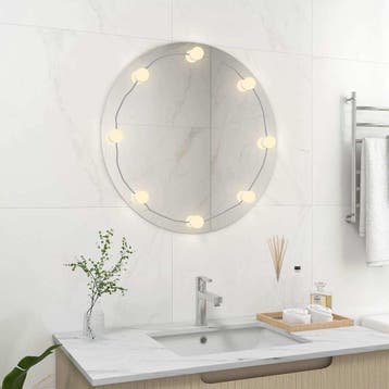 vidaXL Wandspiegel met LED-lampen rond glas, Huis en Inrichting, Verzenden, Nieuw
