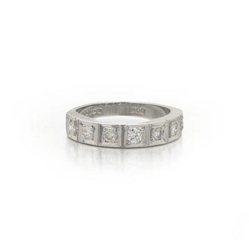 Ring - 18 karaat Witgoud - Diamanten halve eternityring, 18, Handtassen en Accessoires, Ringen, Nieuw