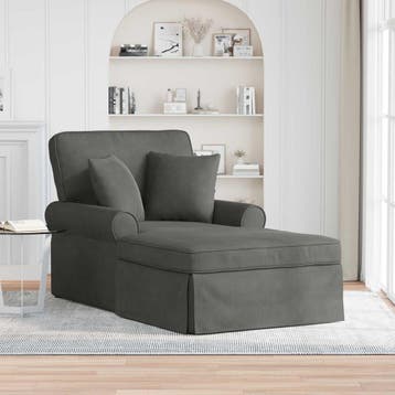 vidaXL Chaise Lounge met Rok 3 st Donkergrijs Corduroy stof, Huis en Inrichting, Zetels | Zetels en Chaises Longues, Verzenden