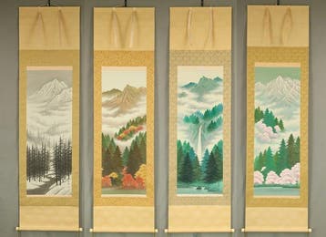 Four Seasons Landscape with Original Box (Tomobako) -