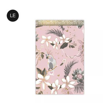 5x Tropisch Roze / Goud vogel 17x25cm (Per 5 stuks), Verzenden, Nieuw, Cadeauzakje