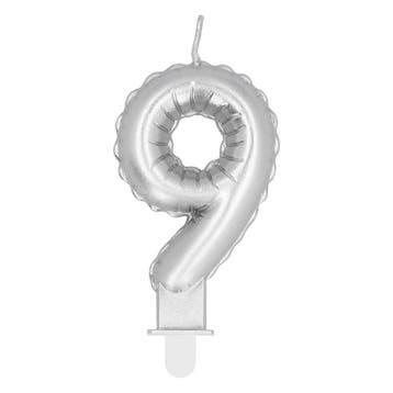 Zilveren Kaars 9 Jaar 8cm, Verzenden, Nieuw