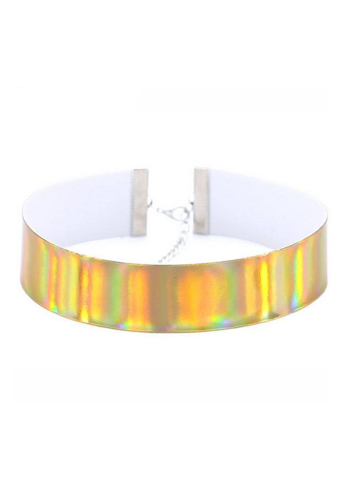 Choker Goud Iridescent Holografische Ketting Halsband Collar, Handtassen en Accessoires, Kettingen, Goud, Nieuw, Ophalen of Verzenden