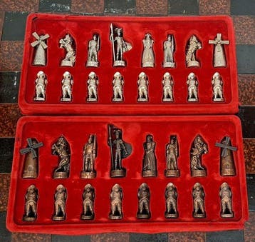 Schaakspel - Don Quijote de la Mancha Cervantes - Metaal, Antiquités & Art, Antiquités | Jouets