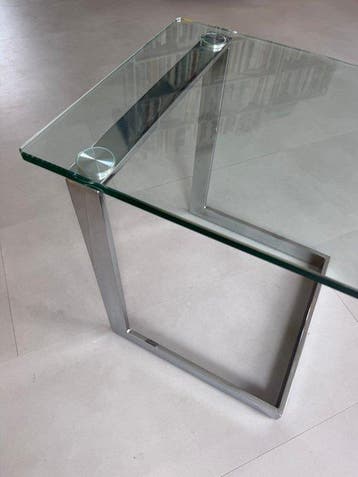 Gebra - Bijzettafel - Glas, Roestvrij staal, Chroom