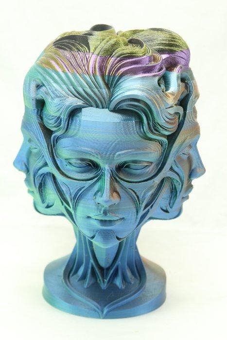 Beeld, Mesmerizing Multi-Faced Surrealist Bust - 3D-Printed, Antiquités & Art, Art | Objets design