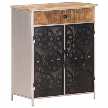 vidaXL Dressoir 60x35x75 cm ruw mangohout en ijzer, Verzenden, Nieuw