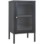 Rebellenclub Kells Vitrinekast - Zwart - Nachtkastje, Minder dan 45 cm, Verzenden, 70 cm of meer, Glas